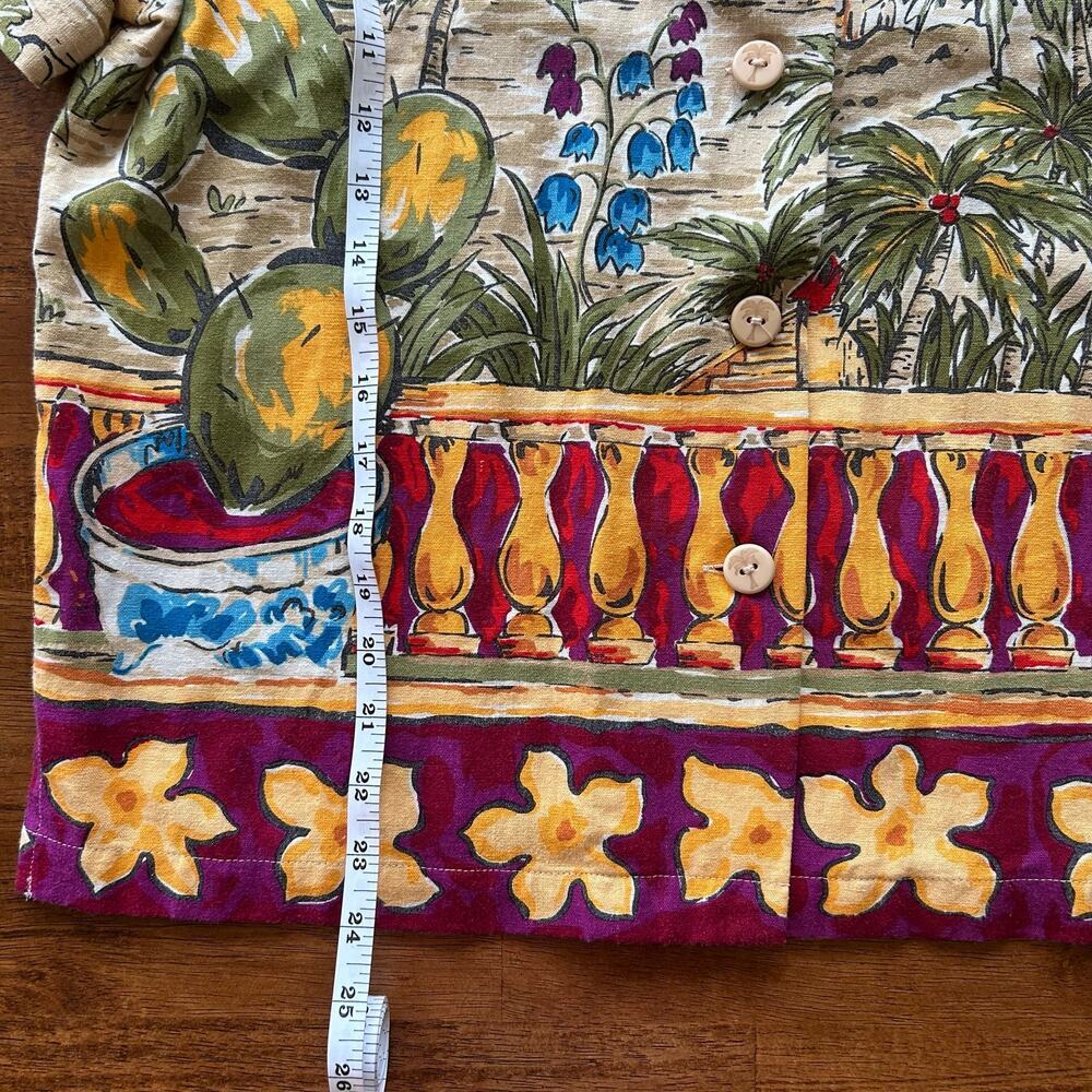 Hearts of Palm Linen Blend Tropical Resort Shirt Size 10, Vibrant Cactus & Palm​ - Picture 6 of 8